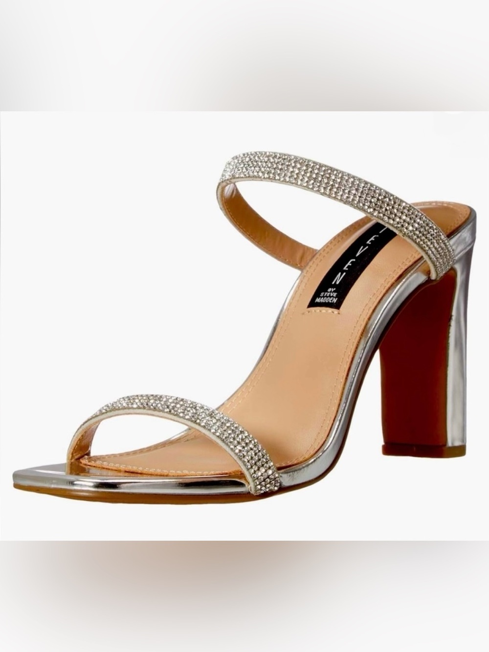 Steven By Steve Madden Jersey Crystal Strap Block Heel Sandal